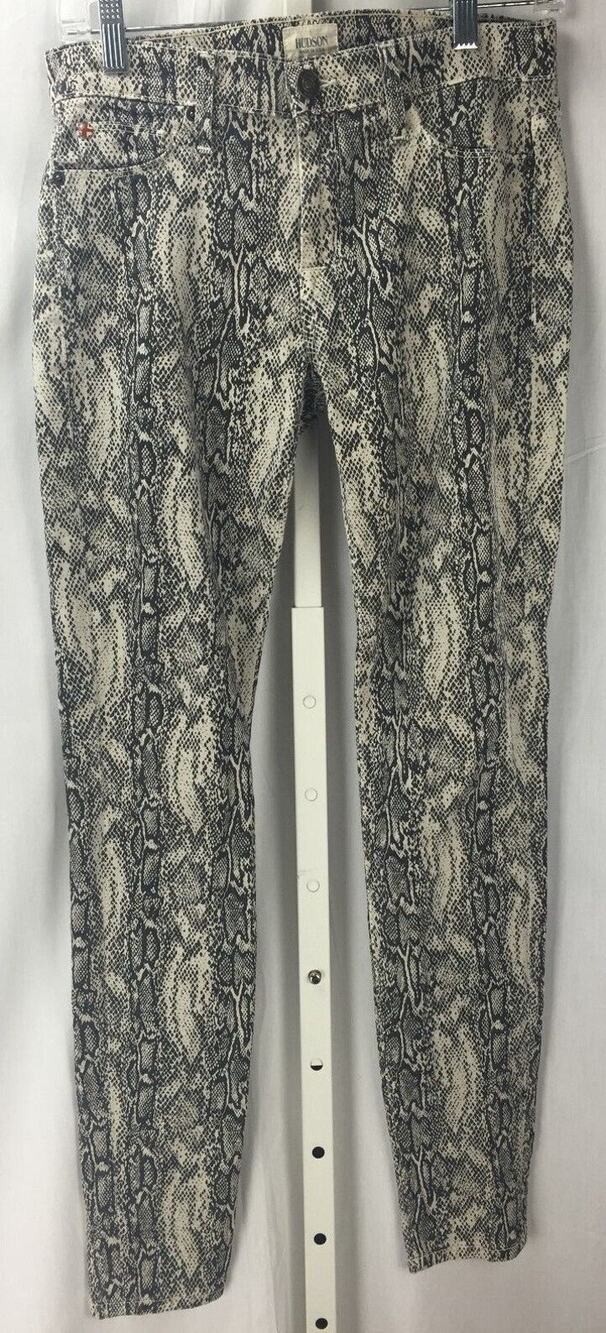 NWT HUDSON Nico Mid Rise Super Skinny Stretch Black Creme Snake Skin Jeans Sz 27
